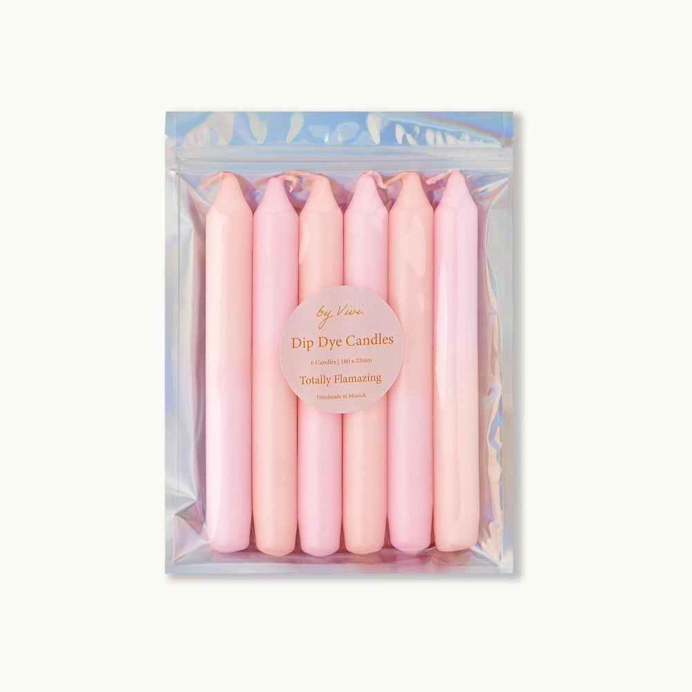 Kynttiläsetti Dip Dye pinkki tuotekuva.