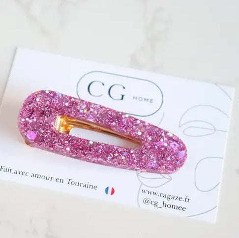 Pinkki glitterhiusklipsi suurella glitterillä tuotekuva.