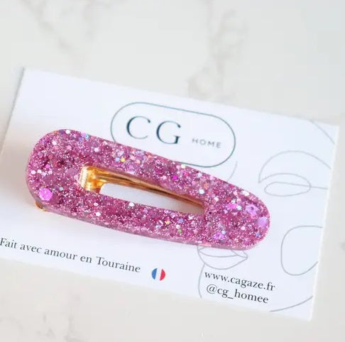 Pinkki glitterhiusklipsi suurella glitterillä tuotekuva. 